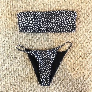Black and White Strapless Bikini